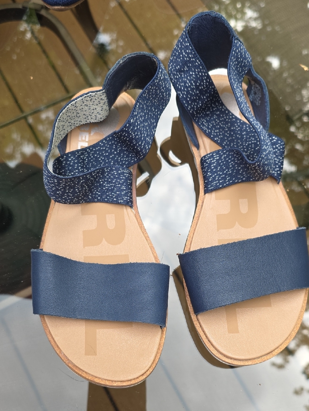 Sorel Navy Blue Elastic Strap Open-Toe Sandals